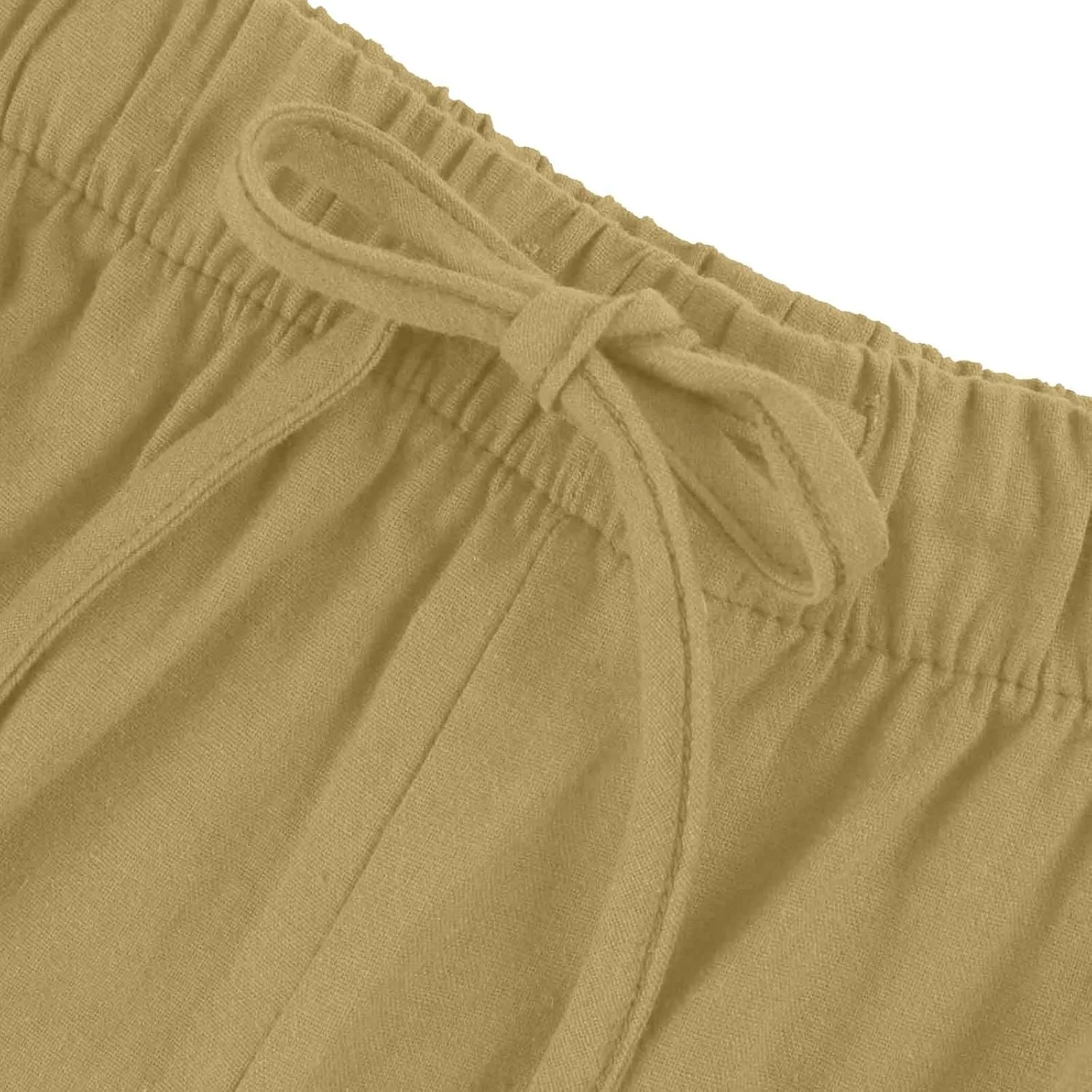 fanmpghleoo Wide Leg Palazzo Pants for Women Casual Drawstring Linen Pants Summer High Waisted Linen Trousers with Pockets