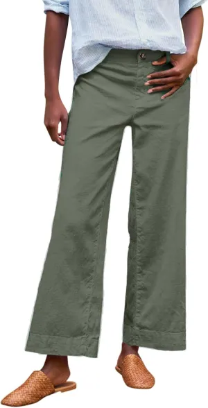 fanmpghleoo Woman Linen Pants High Waist Wide Leg Lightweight Linen Pants Casual Loose Fit Linen Cropped Pants Summer 2025