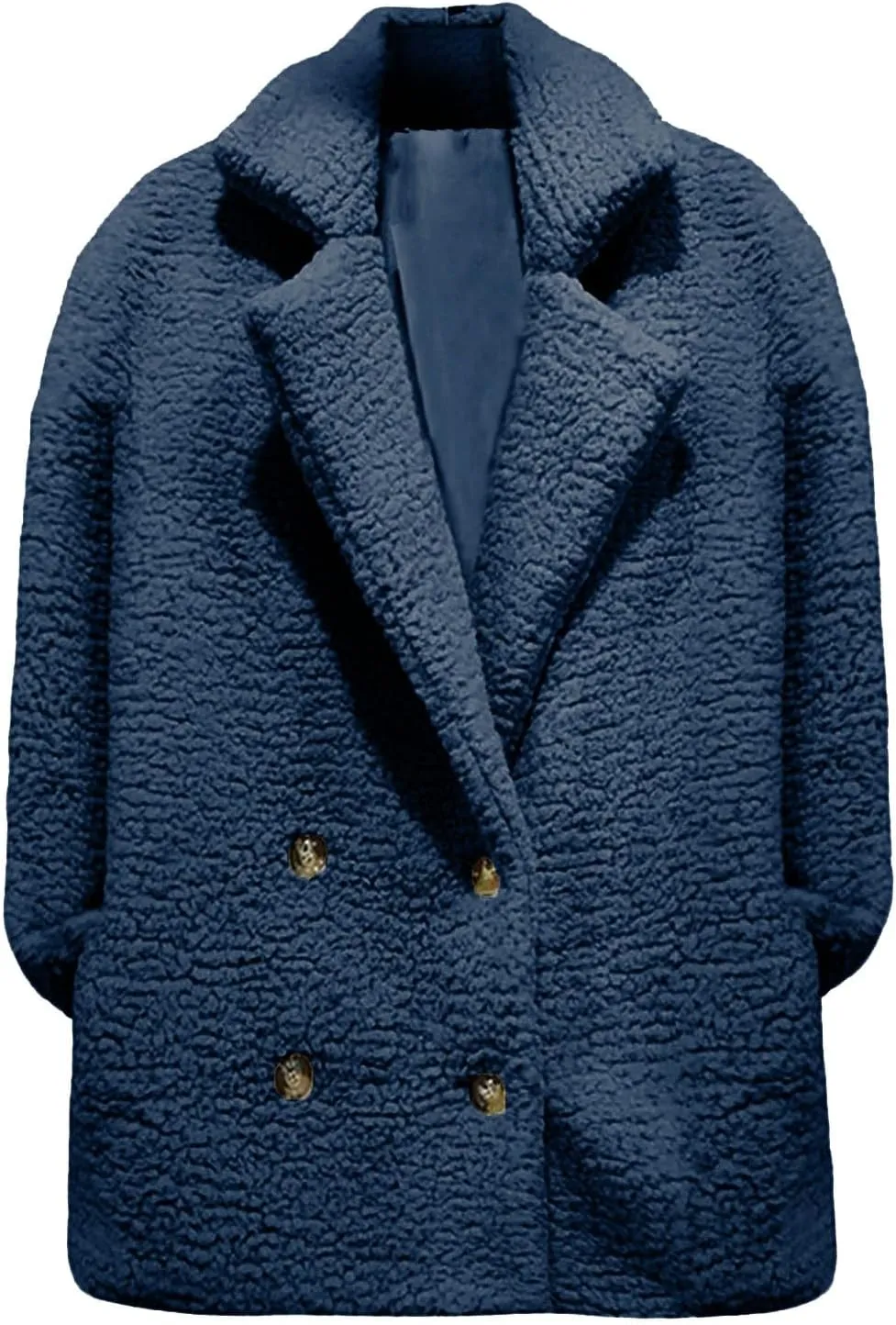 Fleece Womens Jacket Faux Cardigan Loose Turn Down Button Coat Fleece Jackets Long Sleeve Fleece Women Polar Fleece