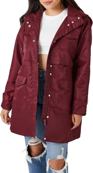 Forever 21 Women's Drawstring Longline Trench Coat