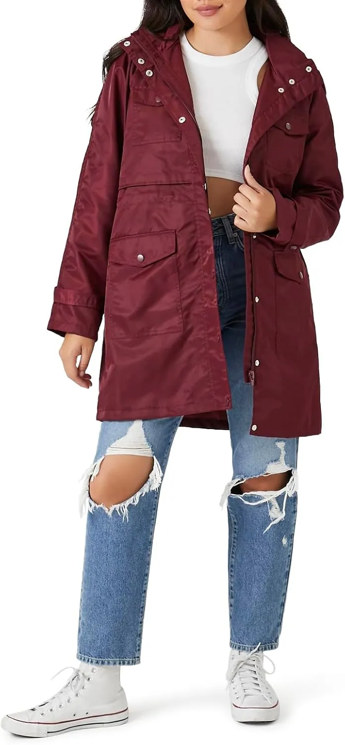Forever 21 Women's Drawstring Longline Trench Coat
