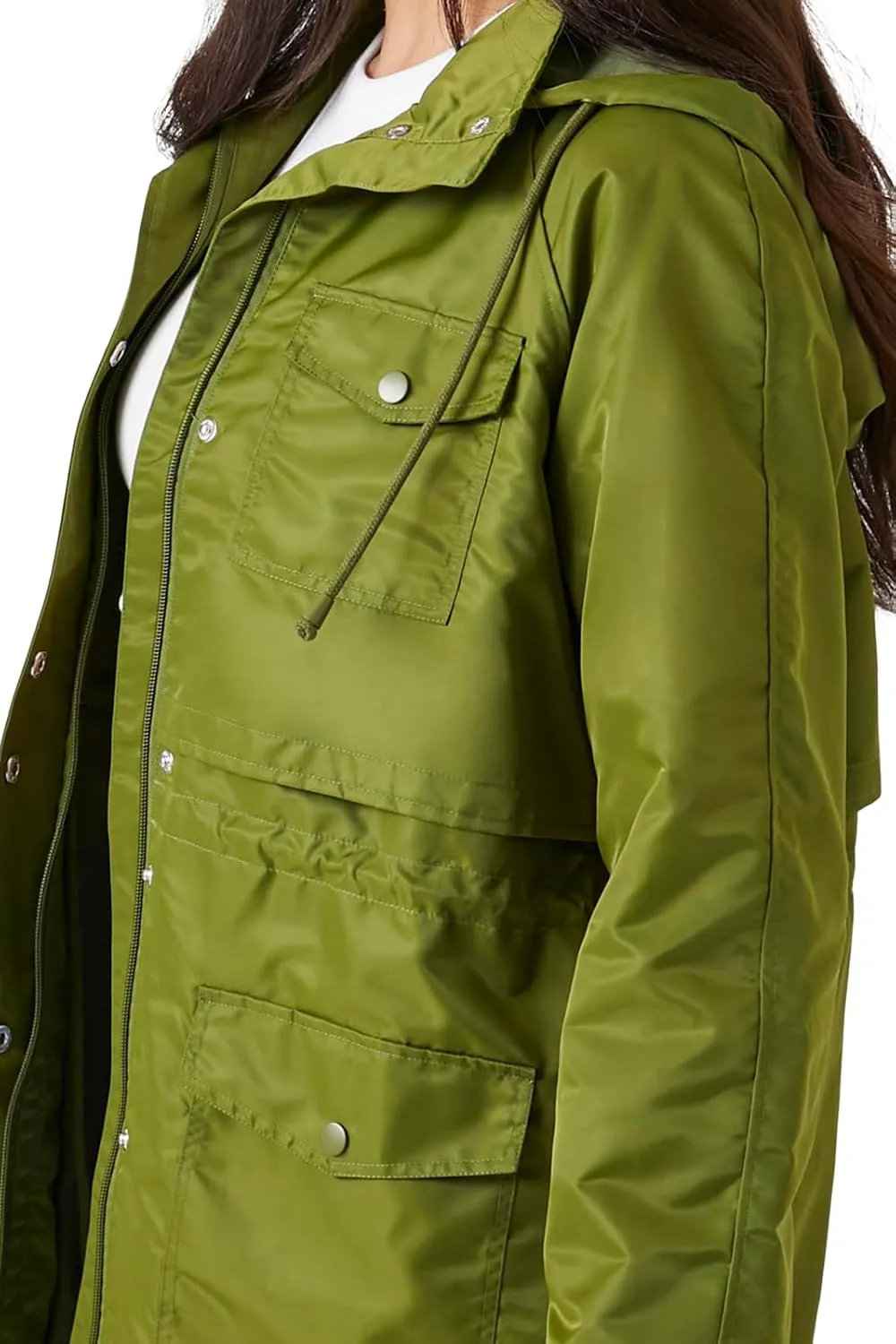 Forever 21 Women's Drawstring Longline Trench Coat