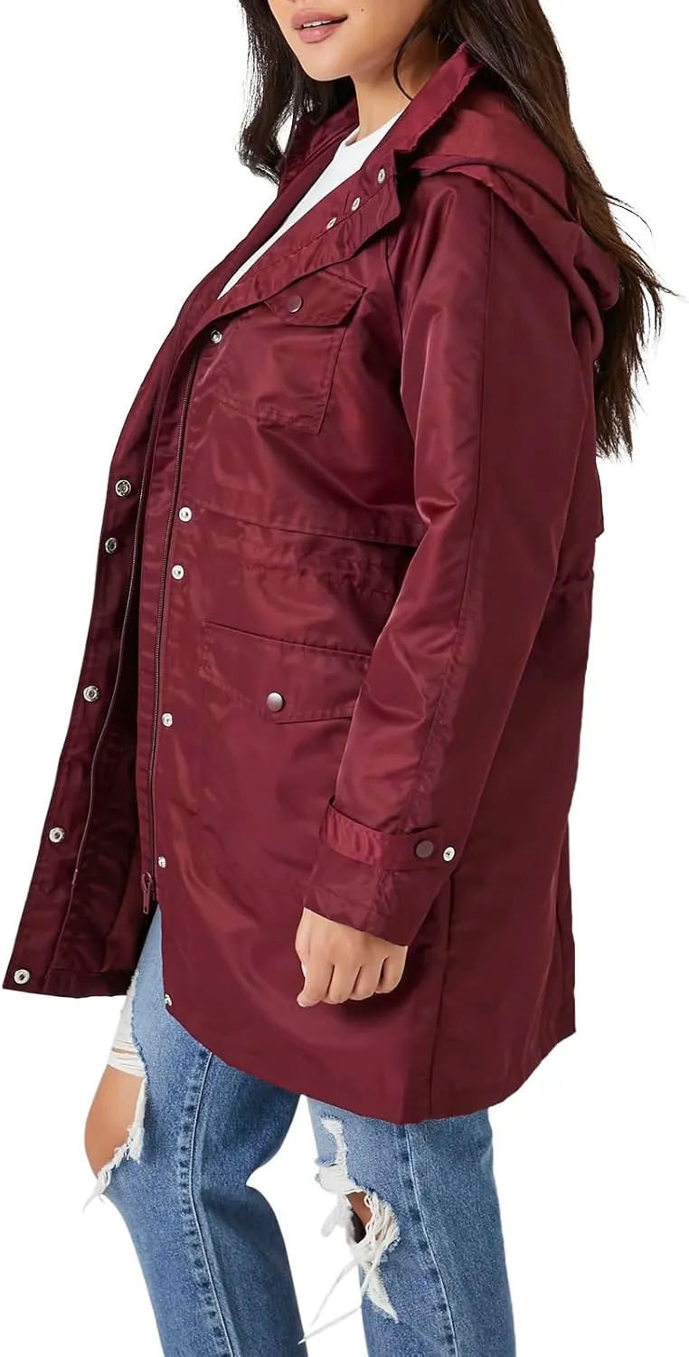 Forever 21 Women's Drawstring Longline Trench Coat