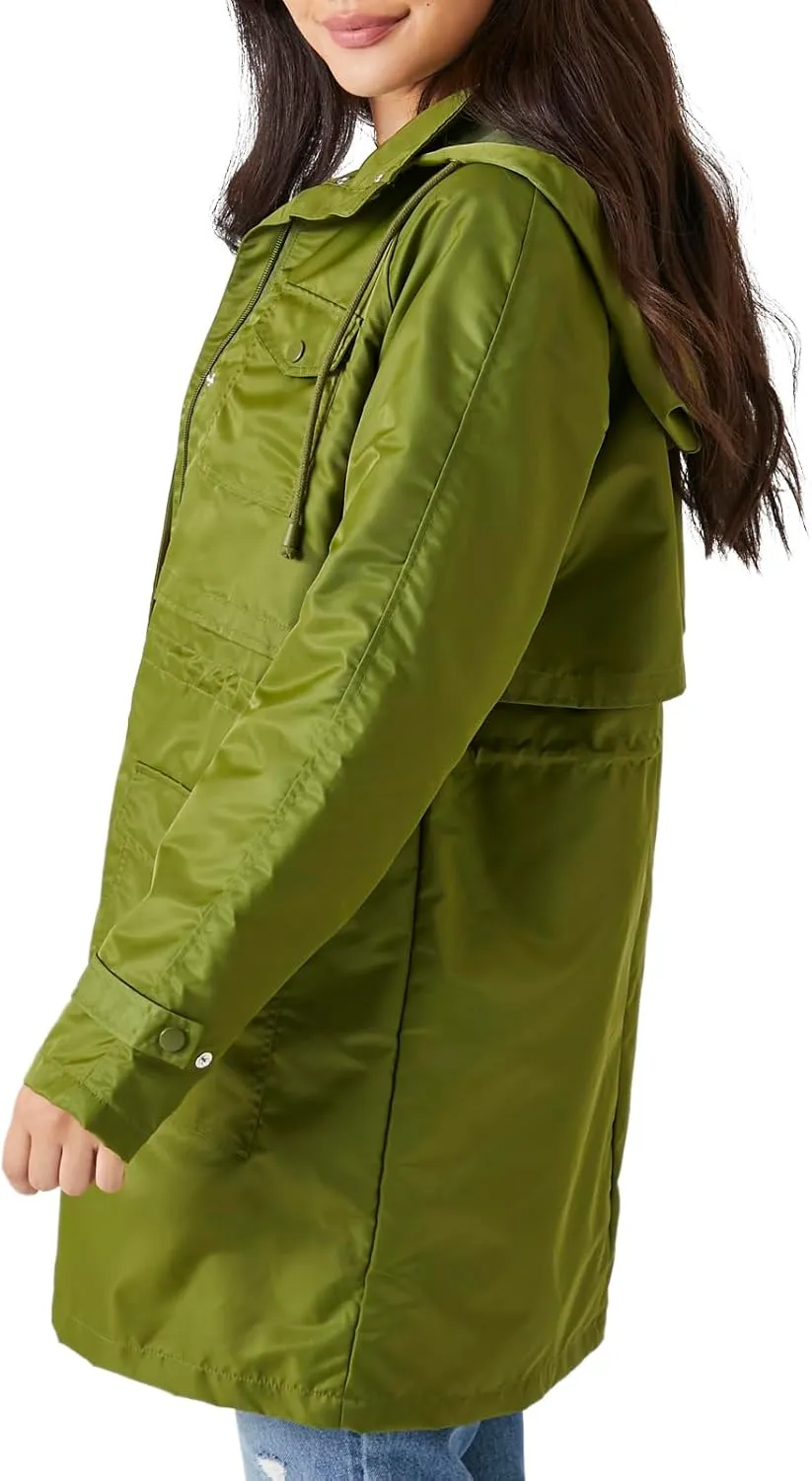 Forever 21 Women's Drawstring Longline Trench Coat