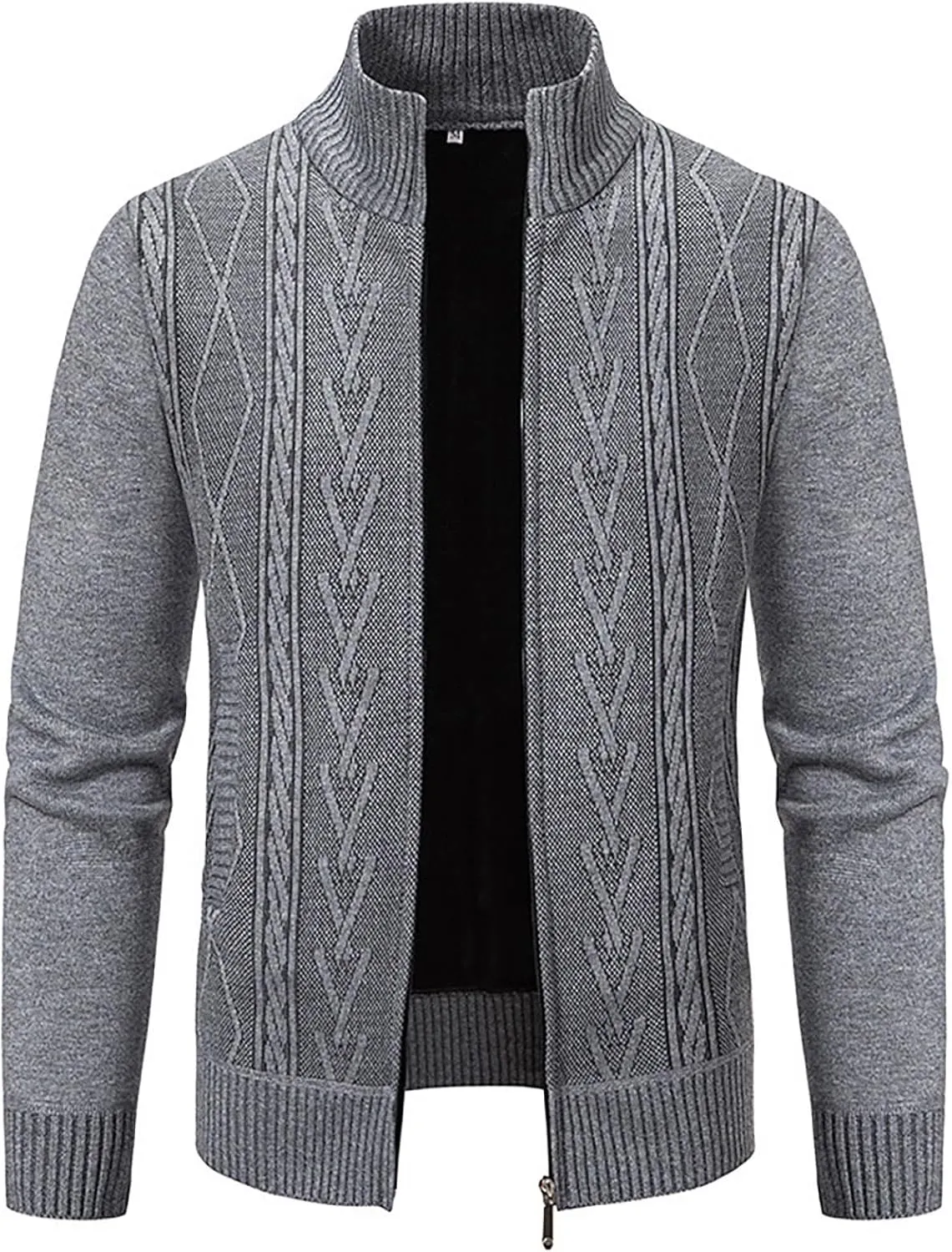 Fxbar Mens Cardigan Sweaters Slim Fit Full Zip Up Sweater Stand Collar Casual Knitted Cardigans Fall Winter Sweaters