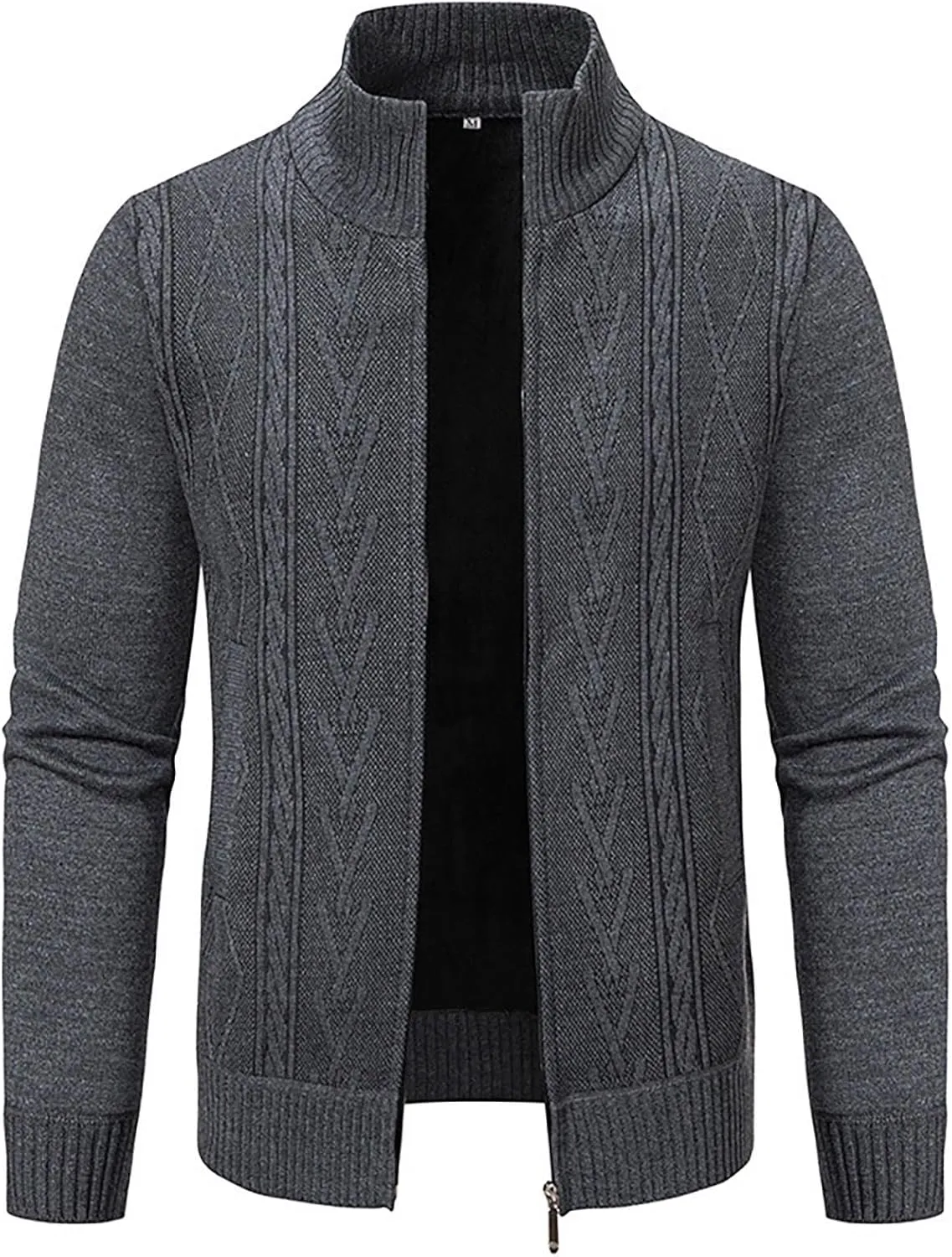 Fxbar Mens Cardigan Sweaters Slim Fit Full Zip Up Sweater Stand Collar Casual Knitted Cardigans Fall Winter Sweaters