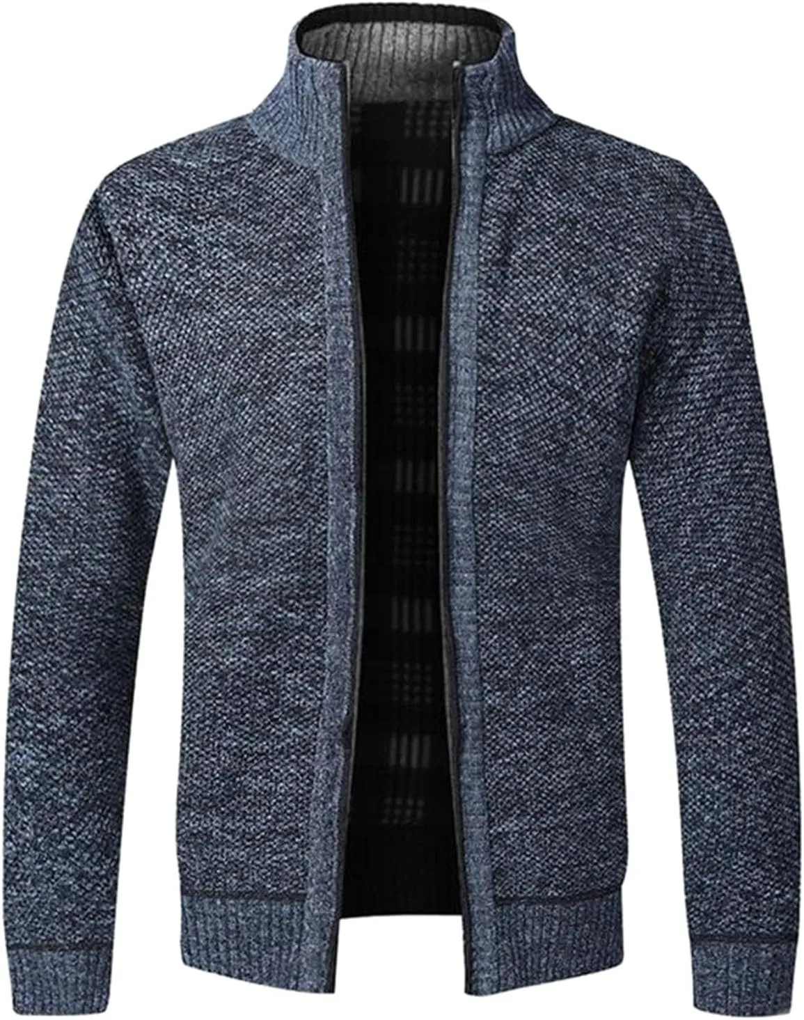 Fxbar Men's Cardigan Sweaters Stand Collar Casual Full Zip Sweaters Slim Fit Knitted Cardigans with Pockets