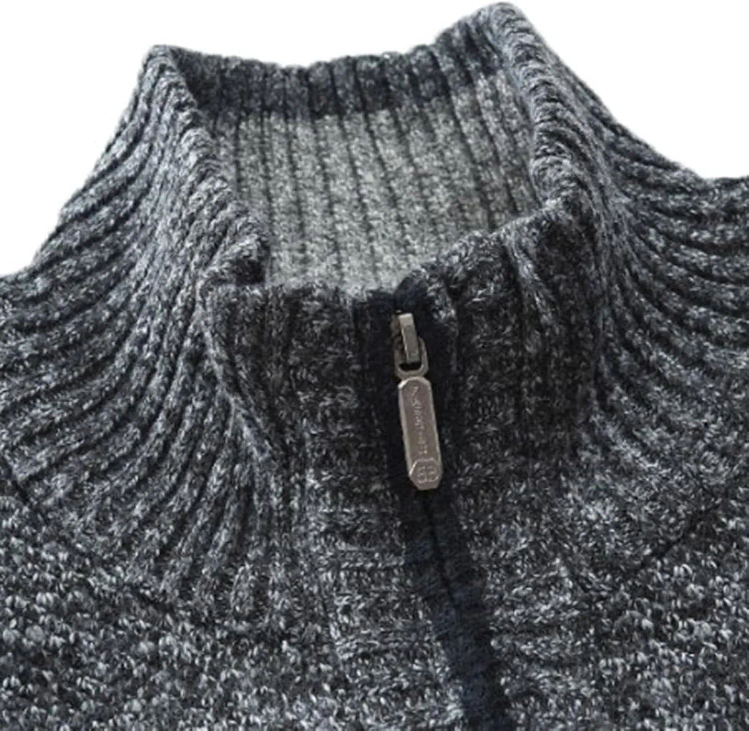 Fxbar Men's Cardigan Sweaters Stand Collar Casual Full Zip Sweaters Slim Fit Knitted Cardigans with Pockets