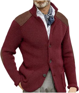 Fxbar Mens Shawl Collar Cardigan Sweaters Knit Textured Sweater Button Down Cardigans Men Winter Ribbed Sweaters