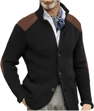 Fxbar Mens Shawl Collar Cardigan Sweaters Knit Textured Sweater Button Down Cardigans Men Winter Ribbed Sweaters