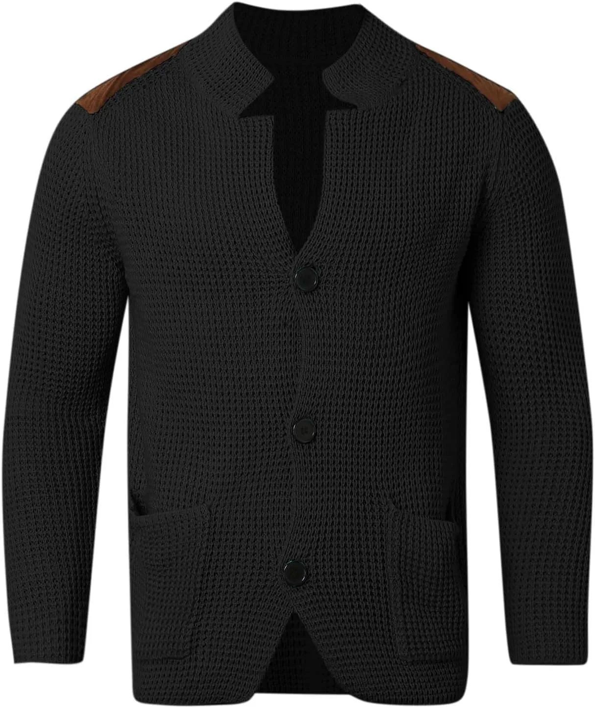 Fxbar Mens Shawl Collar Cardigan Sweaters Knit Textured Sweater Button Down Cardigans Men Winter Ribbed Sweaters