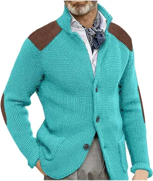Fxbar Mens Shawl Collar Cardigan Sweaters Knit Textured Sweater Button Down Cardigans Men Winter Ribbed Sweaters