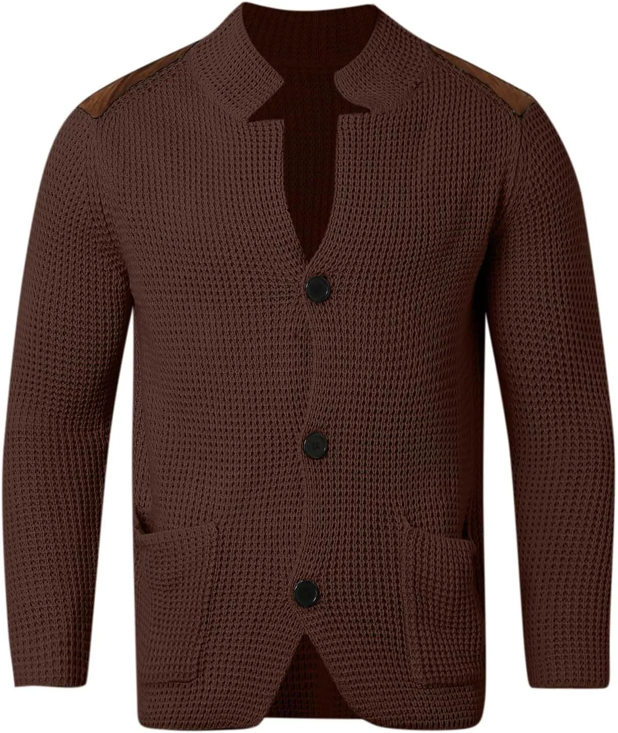 Fxbar Mens Shawl Collar Cardigan Sweaters Knit Textured Sweater Button Down Cardigans Men Winter Ribbed Sweaters