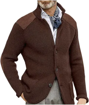 Fxbar Mens Shawl Collar Cardigan Sweaters Knit Textured Sweater Button Down Cardigans Men Winter Ribbed Sweaters