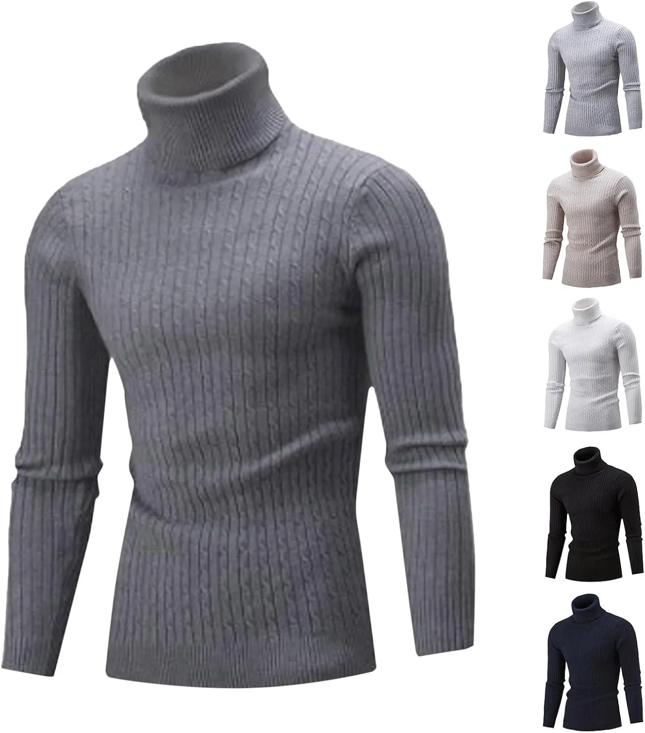 Fxbar Turtleneck Pullover Sweater Slim Fit Casual Twisted Knitted Thermal Tops Lightweight Ribbed Long Sleeve Sweaters