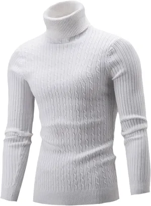 Fxbar Turtleneck Pullover Sweater Slim Fit Casual Twisted Knitted Thermal Tops Lightweight Ribbed Long Sleeve Sweaters