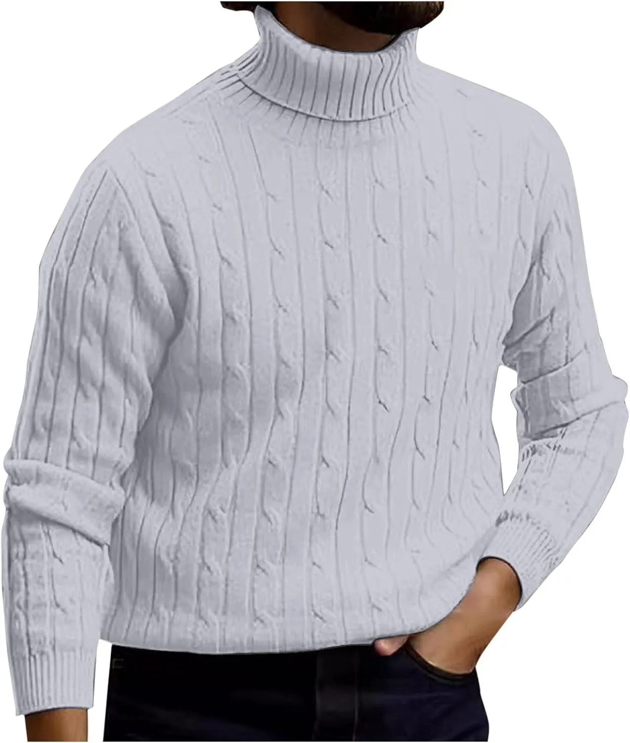Fxbar Turtleneck Pullover Sweater Slim Fit Casual Twisted Knitted Thermal Tops Lightweight Ribbed Long Sleeve Sweaters