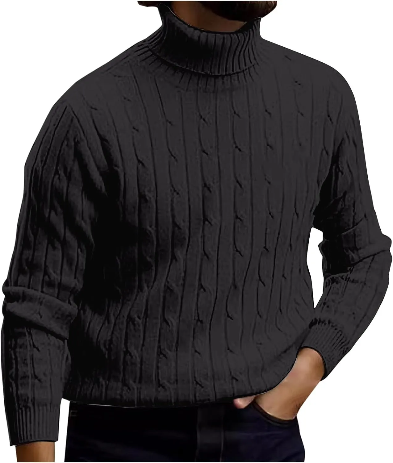 Fxbar Turtleneck Pullover Sweater Slim Fit Casual Twisted Knitted Thermal Tops Lightweight Ribbed Long Sleeve Sweaters