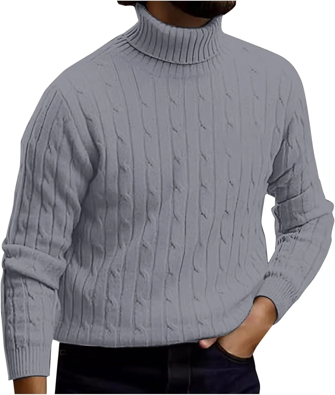 Fxbar Turtleneck Pullover Sweater Slim Fit Casual Twisted Knitted Thermal Tops Lightweight Ribbed Long Sleeve Sweaters