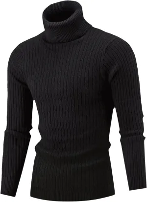 Fxbar Turtleneck Pullover Sweater Slim Fit Casual Twisted Knitted Thermal Tops Lightweight Ribbed Long Sleeve Sweaters