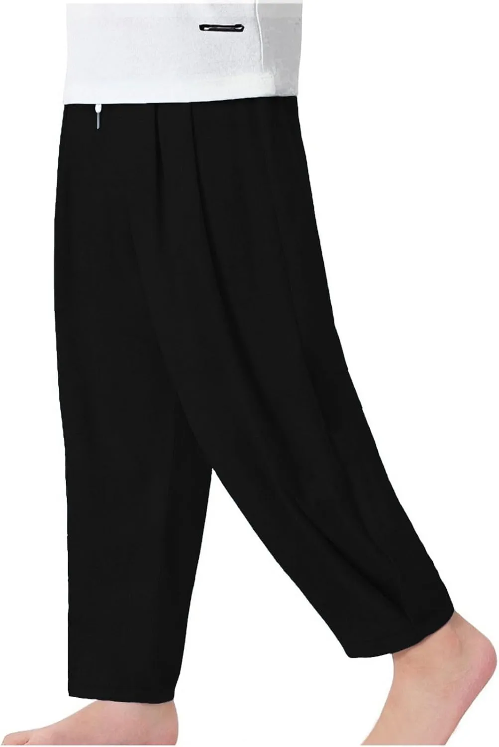 Girls Linen Harem Pants Summer Casual Loose Lightweight Solid Drawstring Vacation Palazzo Wide Leg Pants with Pockets