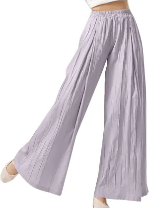 GOFULY Linen Pants Women Summer Wide Leg High Waisted Casual Palazzo Pants Drawstring Waist 2025 Trousers with Pockets