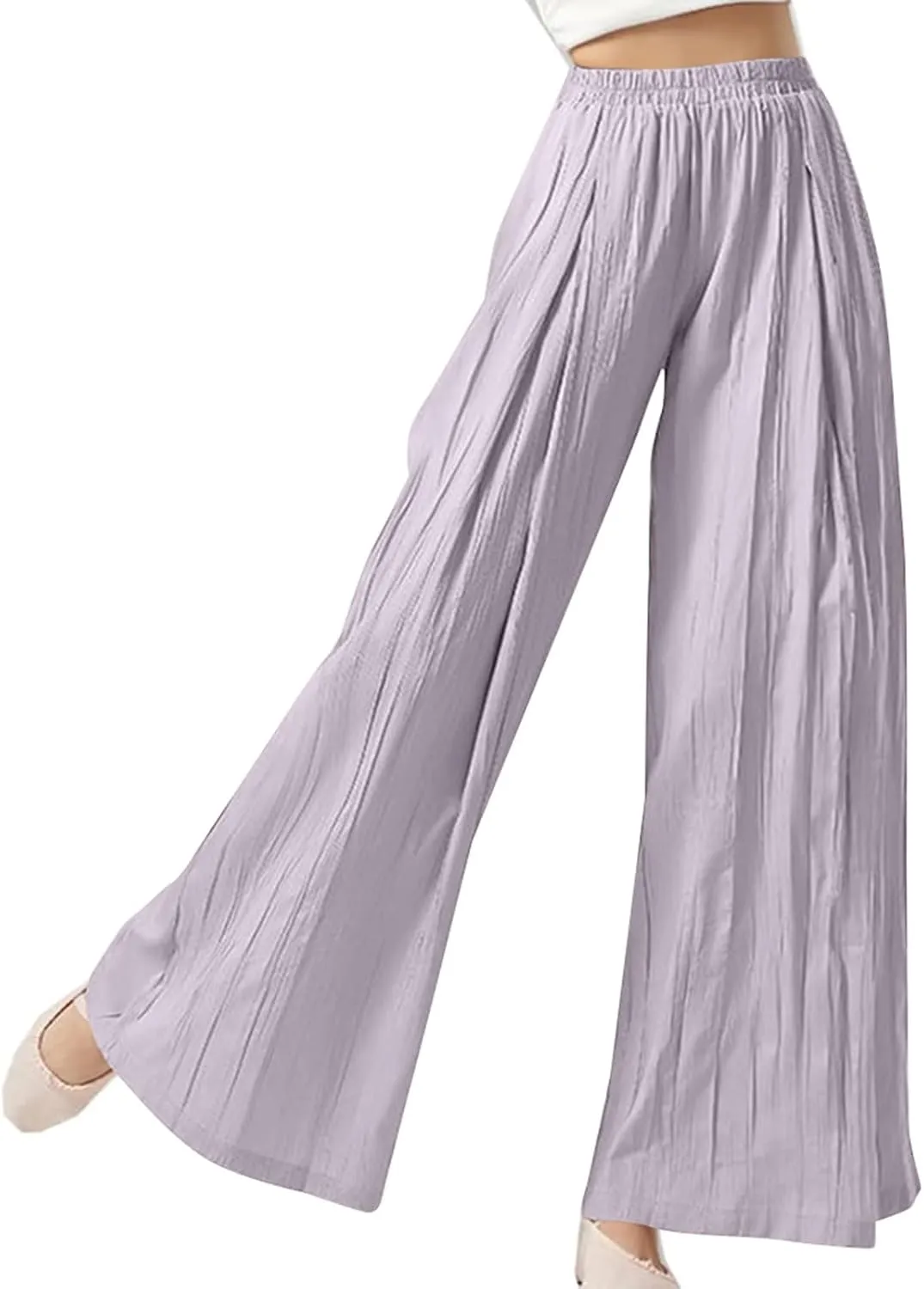 GOFULY Linen Pants Women Summer Wide Leg High Waisted Casual Palazzo Pants Drawstring Waist 2025 Trousers with Pockets