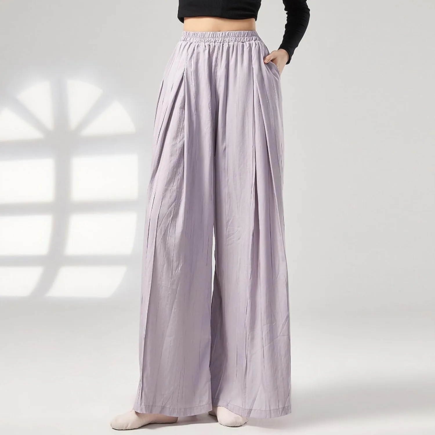 GOFULY Linen Pants Women Summer Wide Leg High Waisted Casual Palazzo Pants Drawstring Waist 2025 Trousers with Pockets