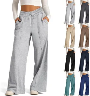 Gumipy Women Wide Leg Sweatpants Elastic High Waisted Joggers Casual Baggy Sweatpants with Pockets Drawstring Lounge Pants