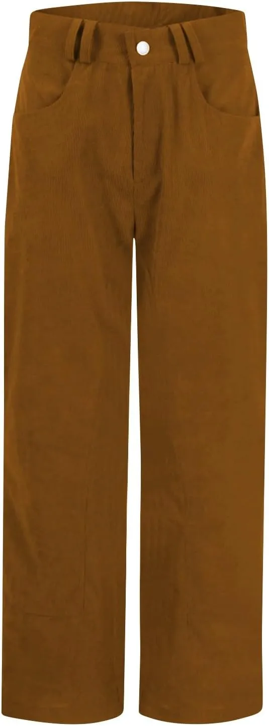 Gumipy Womens Corduroy Pants Trendy Casual Trousers Pants Loose Comfy Mid Rise Straight Leg Pants Lounge Pants with Pockets