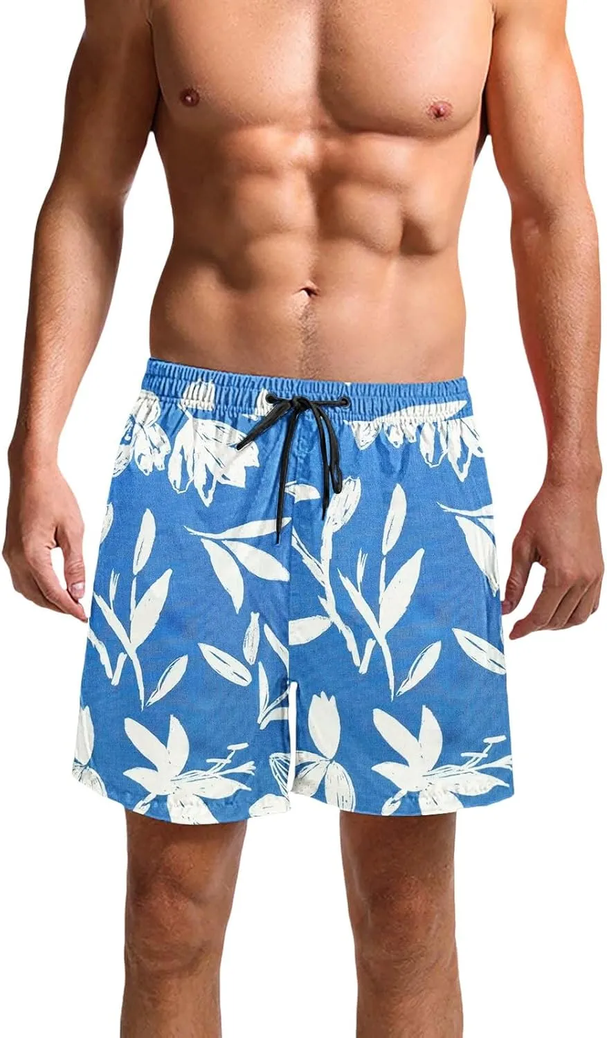 Hawaii Shorts for Men Fashion Printed Elastic Waist Drawstring Lounge Pant Loose Fit Lightweight Beach Surfing Shorts