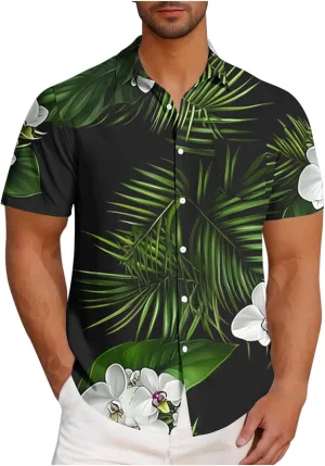 Hawaiian Shirts for Men Summer Beach Casual Short Sleeve Button Down Shirts Novelty Print Tropical Floral Tops