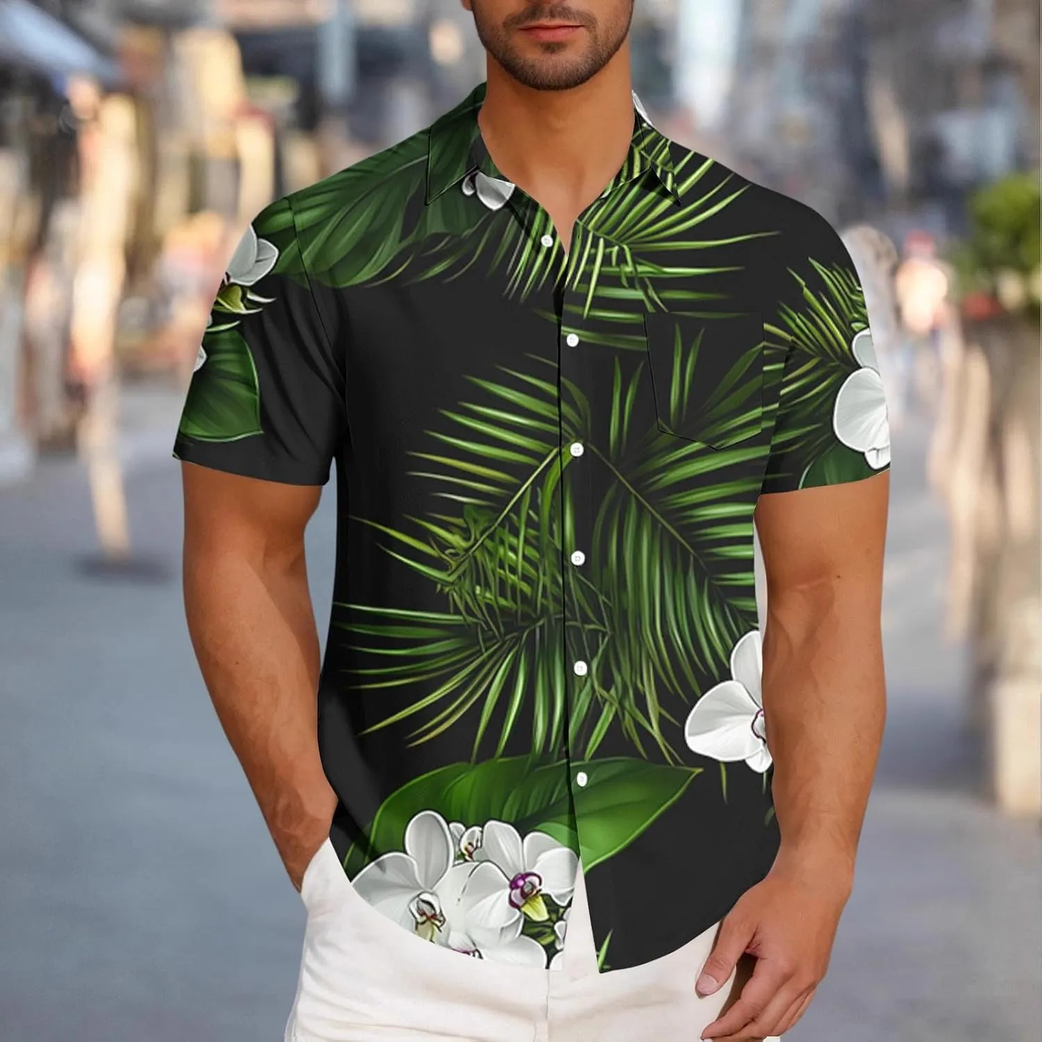 Hawaiian Shirts for Men Summer Beach Casual Short Sleeve Button Down Shirts Novelty Print Tropical Floral Tops