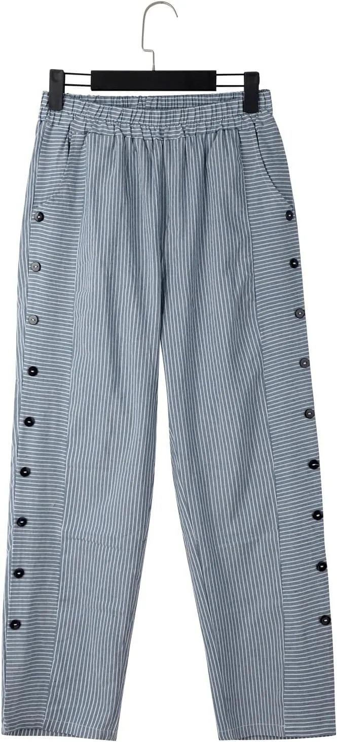 High Waisted Womens Linen Pants Summer High Waisted Wide Leg Casual Loose Palazzo Pants Lounge Beach Trousers with Pockets