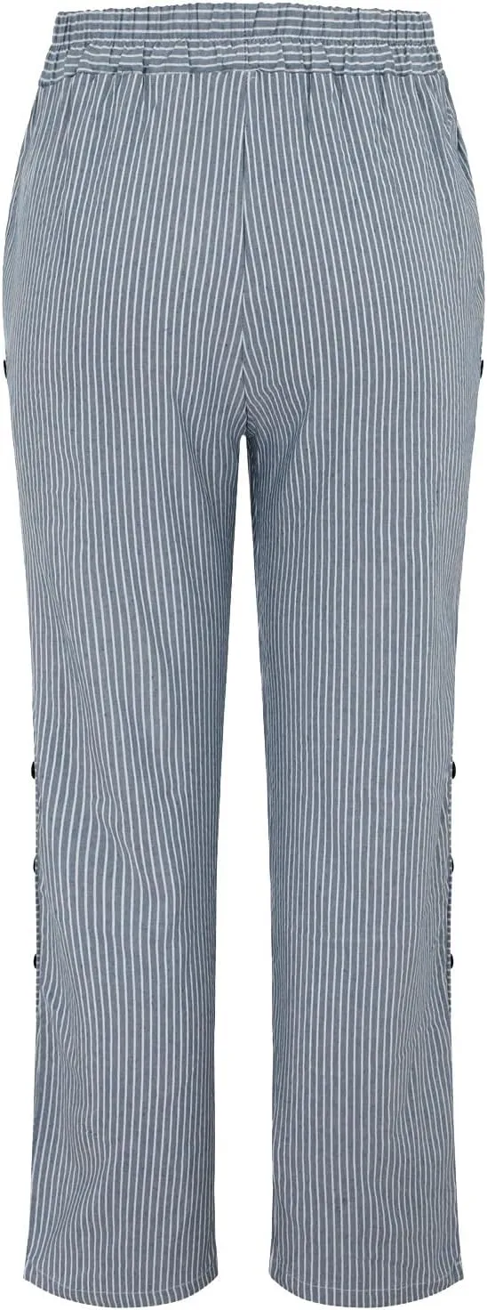 High Waisted Womens Linen Pants Summer High Waisted Wide Leg Casual Loose Palazzo Pants Lounge Beach Trousers with Pockets