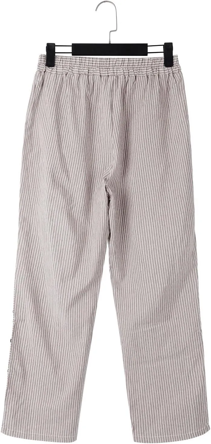High Waisted Womens Linen Pants Summer High Waisted Wide Leg Casual Loose Palazzo Pants Lounge Beach Trousers with Pockets
