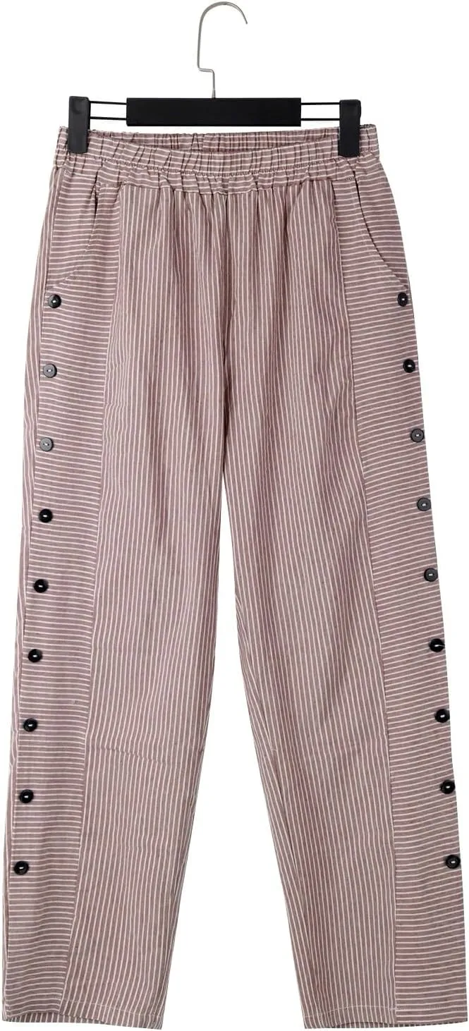 High Waisted Womens Linen Pants Summer High Waisted Wide Leg Casual Loose Palazzo Pants Lounge Beach Trousers with Pockets