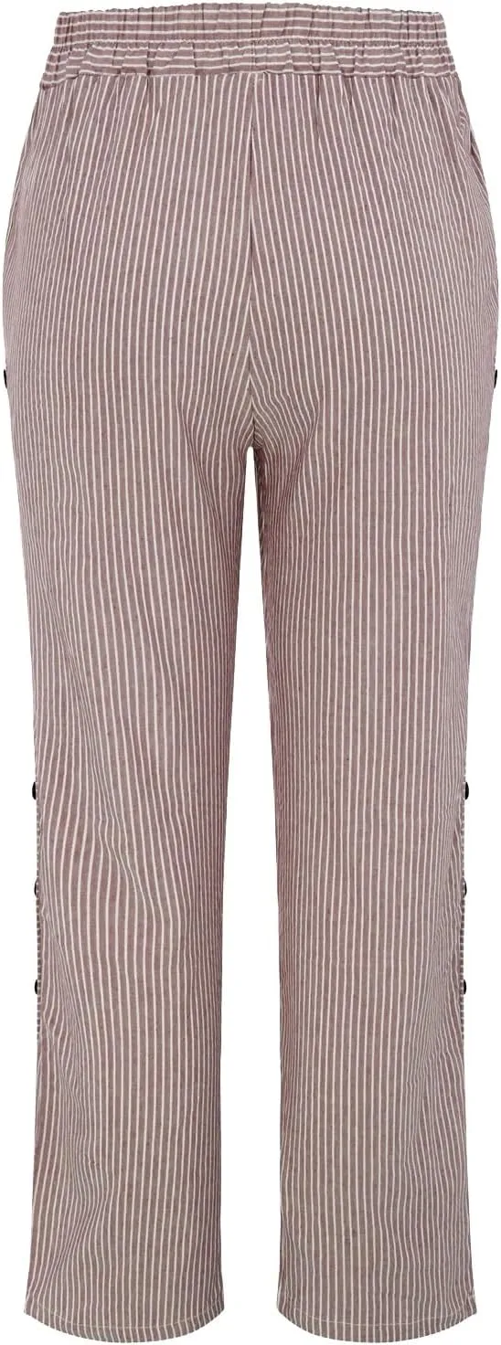 High Waisted Womens Linen Pants Summer High Waisted Wide Leg Casual Loose Palazzo Pants Lounge Beach Trousers with Pockets