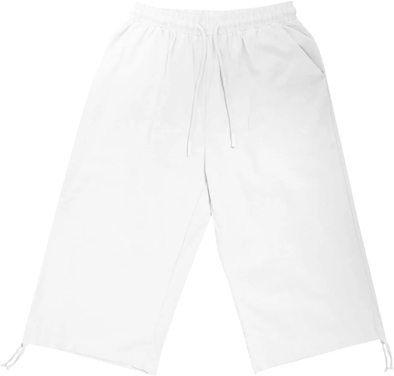 hlysgo Bermuda Shorts for Women High Waisted Drawstring Cotton Linen Casual Shorts Summer Knee Length Shorts with Pockets