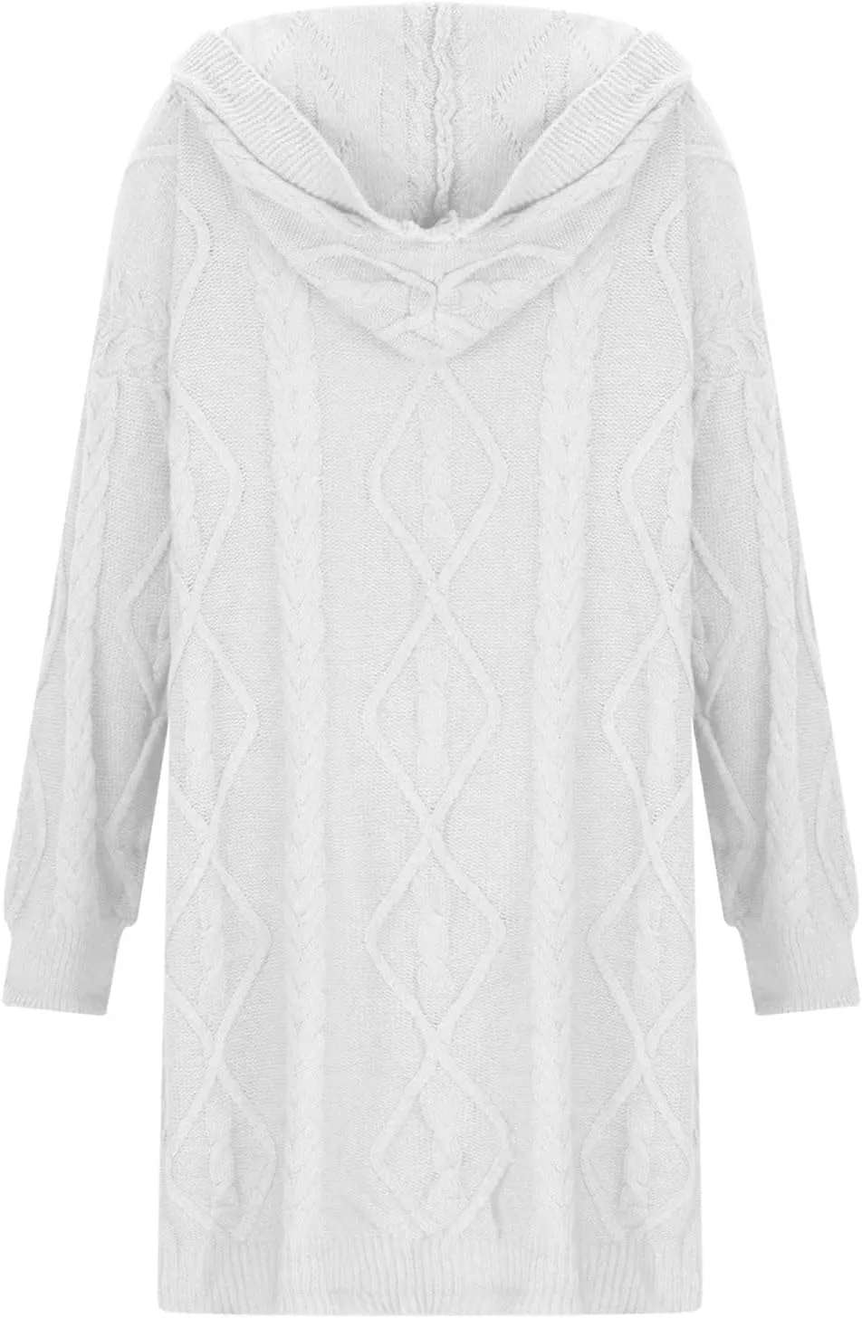 Hooded Cardigan Sweater for Women Fall Winter Cable Knit Sweater Coat Button Down Chunky Long Coats with Pocket