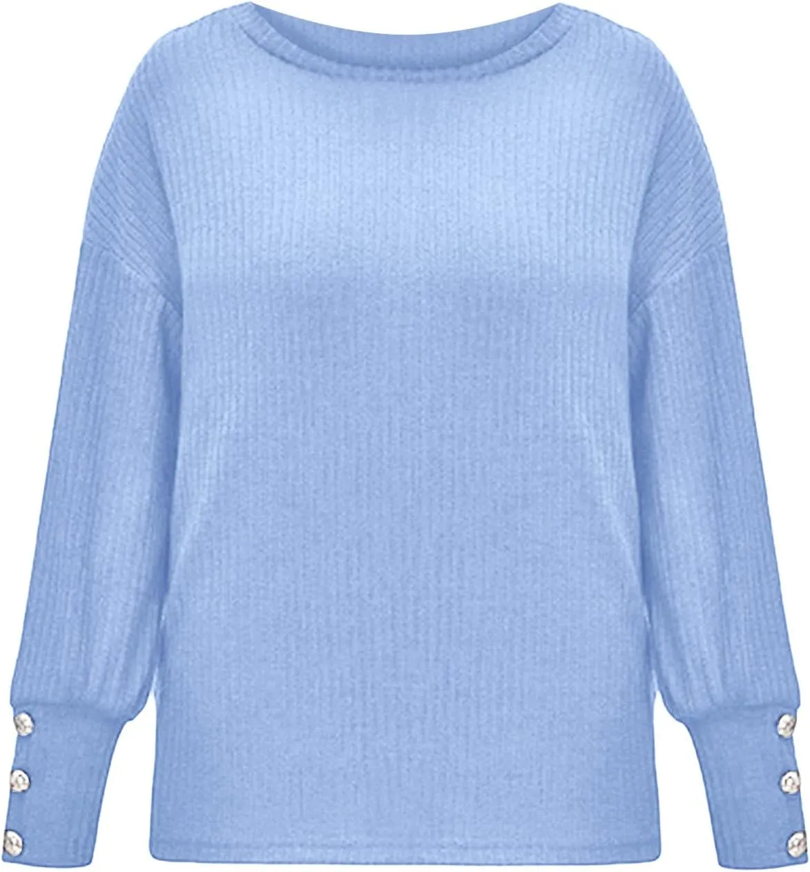iLH Sweaters for Women 2024 Plus Size Ribbed Knit Sweater Long Sleeve Crewneck Pullover Shirts Comfort Jumper Tops
