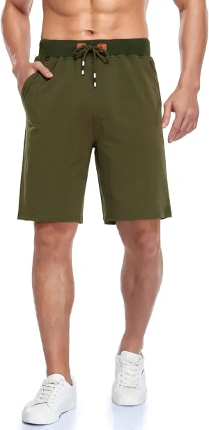 Immerguter Mens Shorts Adjustable Elastic Waist Casual Workout Shorts with Pockets