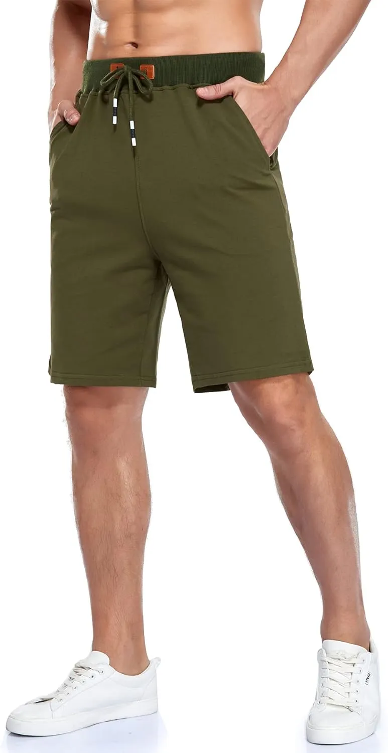 Immerguter Mens Shorts Adjustable Elastic Waist Casual Workout Shorts with Pockets