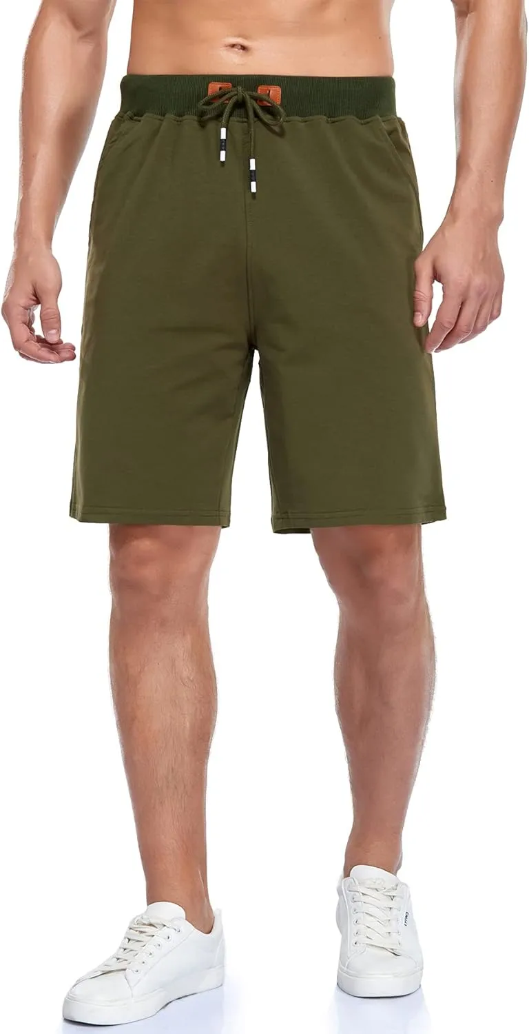 Immerguter Mens Shorts Adjustable Elastic Waist Casual Workout Shorts with Pockets