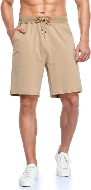 Immerguter Mens Shorts Adjustable Elastic Waist Casual Workout Shorts with Pockets