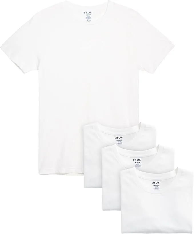 IZOD Mens Undershirts - 4 Pack Lightweight Breathable Cotton Mens Shirts Crew Neck & V Neck Undershirts for Men (Sizes: S-XL)