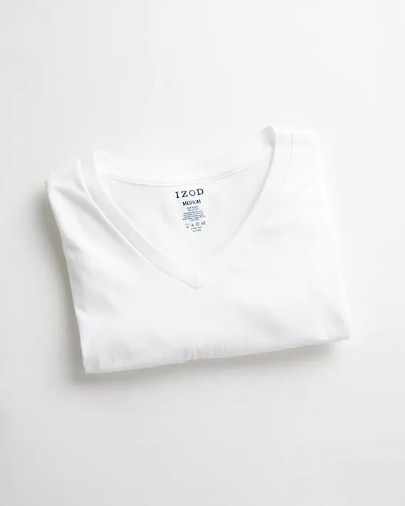 IZOD Mens Undershirts - 4 Pack Lightweight Breathable Cotton Mens Shirts Crew Neck & V Neck Undershirts for Men (Sizes: S-XL)
