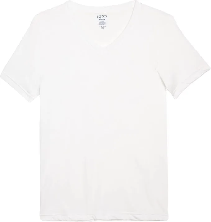 IZOD Mens Undershirts - 4 Pack Lightweight Breathable Cotton Mens Shirts Crew Neck & V Neck Undershirts for Men (Sizes: S-XL)