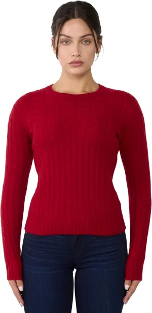 JENNIE LIU 100% Cashmere Crewneck Sweater | Chuncky Cashmere Cable-Knit Sweaters for Women