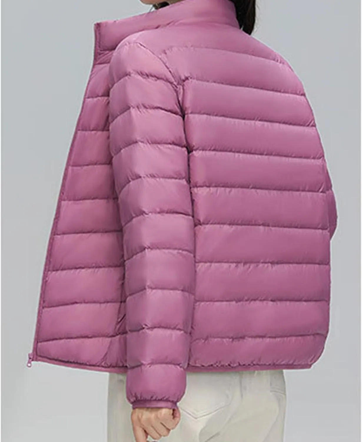JEsilunmaMY Women's Stand Collar Duck Down Jacket Lightweight Long Sleeve Insulated Puffer Jacket Warm Winter Quilted Coat